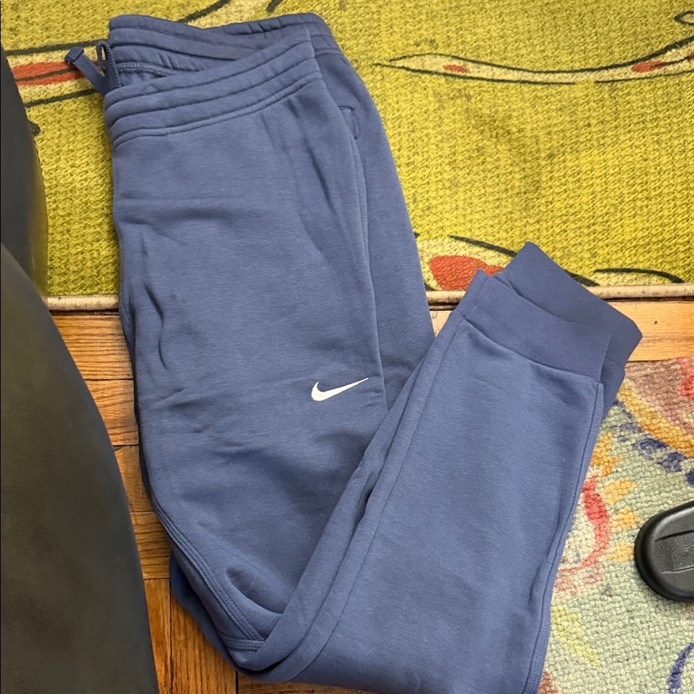 Nike Men's Slate Blue Athletic Joggers with White Swoosh